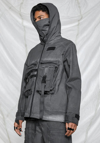 Synth Unisex Charcoal Washed Mask Utility Jacket