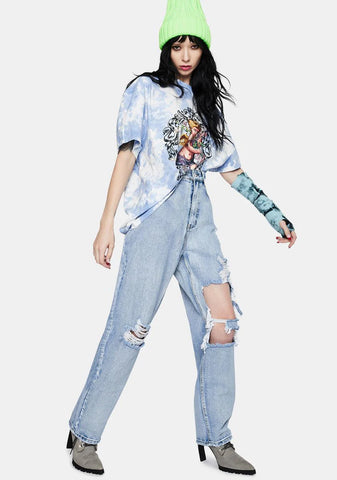 Light Wash Distressed High Waist Boyfriend Jeans