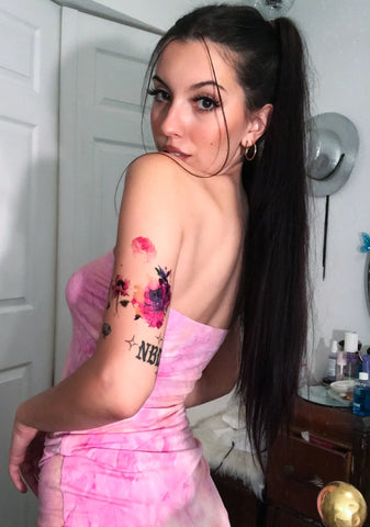 Pink Floral Transfer Tattoos