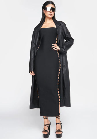 Cut Out Side Detail Bandage Midi Dress