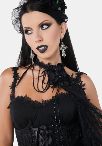 Embroidered Gothic Lace Cape