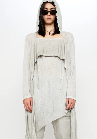 Atmosphere Unisex Hooded Asymmetrical Top With Scarf