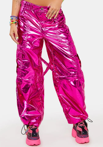 Sweet Rave Action Holographic Cargo Pants