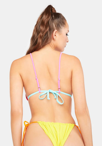 The Yellow Gathered Tie Up Bikini Bottoms