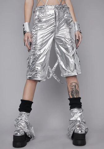 Cyberpunk Cinema Metallic Cargo Pants