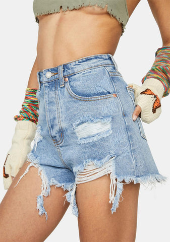 Miss Go Getter Distressed Denim Shorts