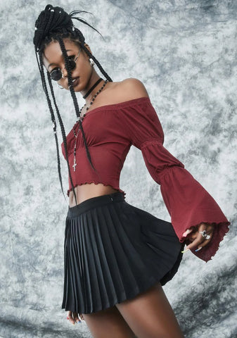 Rad Omens Pleated Mini Skirt - Black