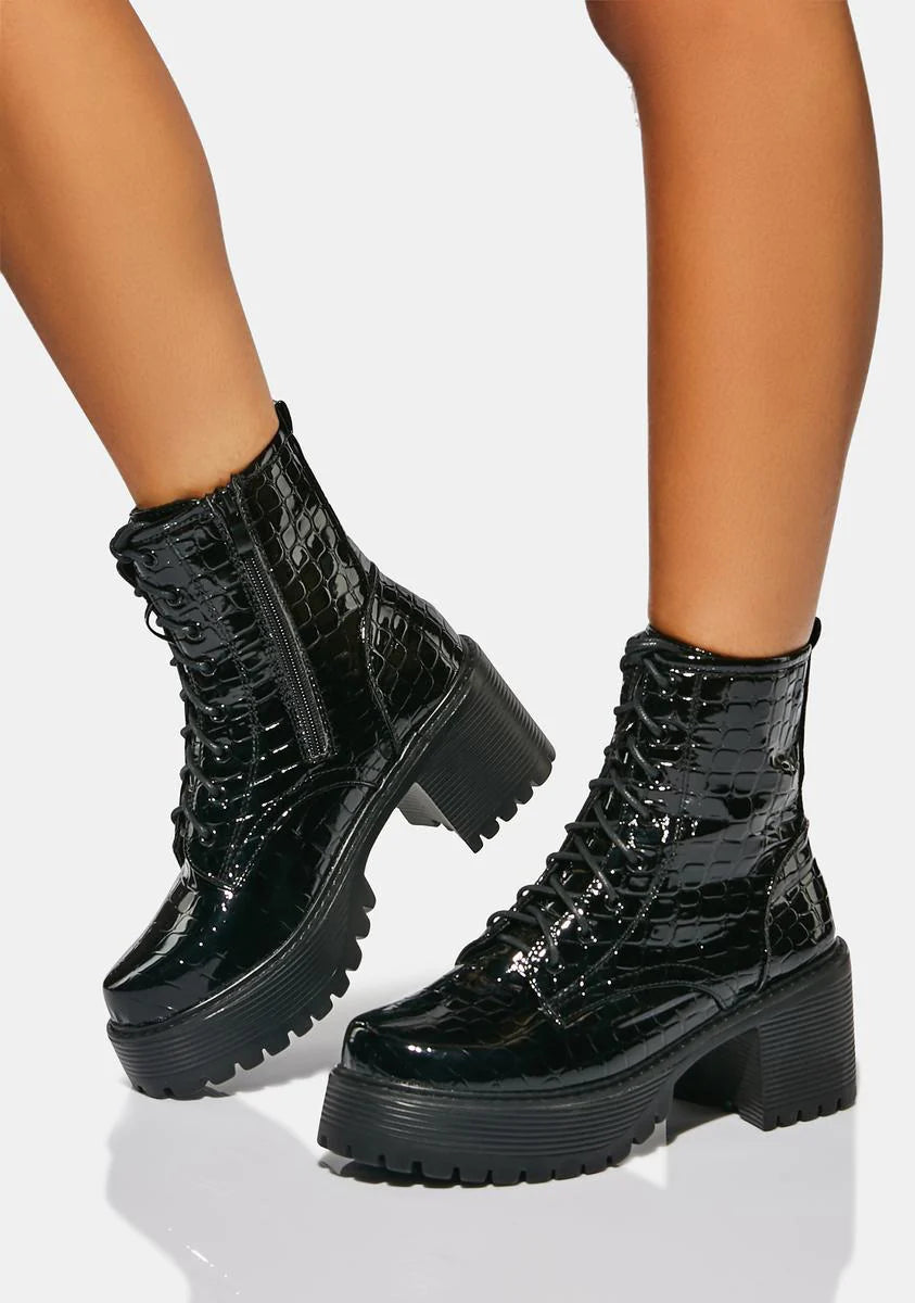 Osage Croc Combat Boots