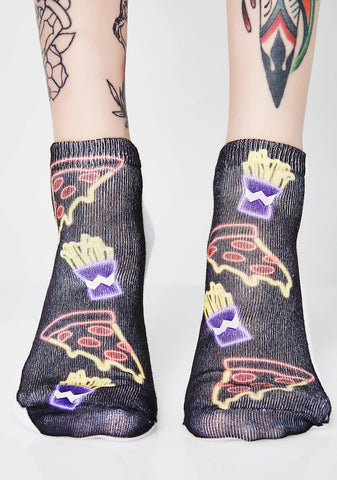 Pizza N' Friez B4 Guyz Glow-In-The-Dark Socks