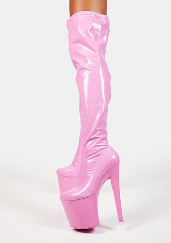Pink Patent Twerk Platform Boots