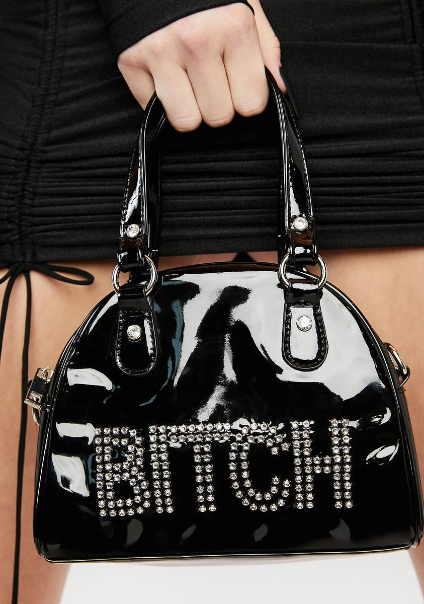 Slick Can't Control Me Patent Bowler Bag