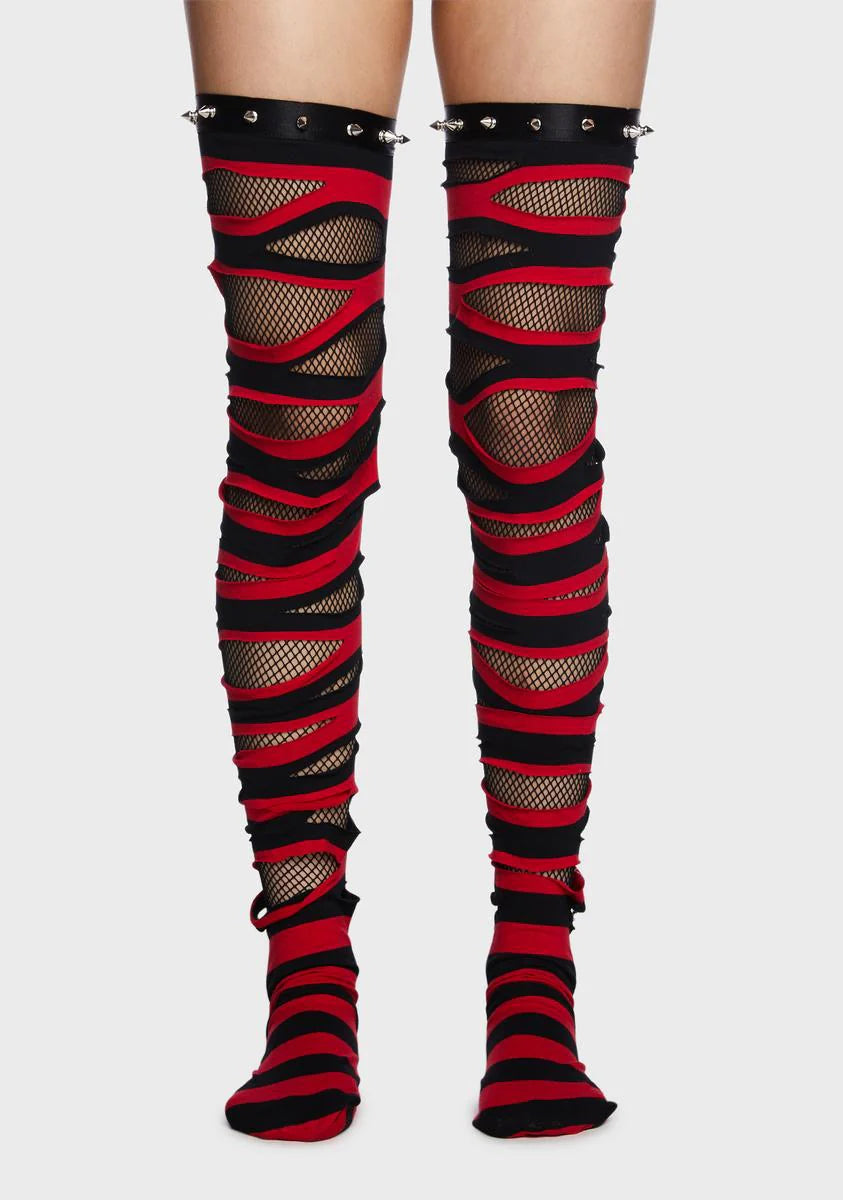Danger Zone Thigh High Socks