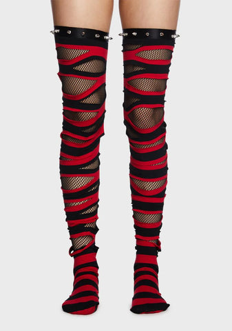 Danger Zone Thigh High Socks