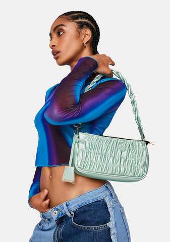 Sage Green Ruched Shoulder Bag
