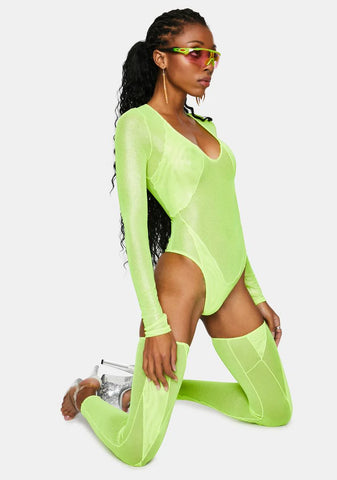 Electric Chapel Mesh Bodysuit And Stockings Set