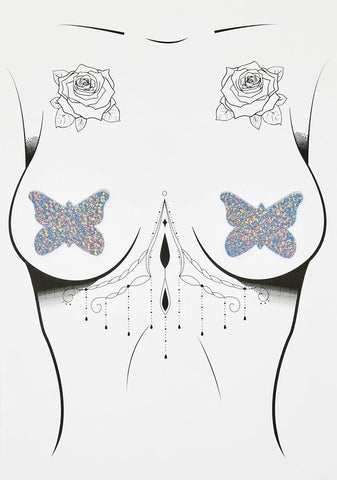 Baby Blue Glitter Butterfly Pasties
