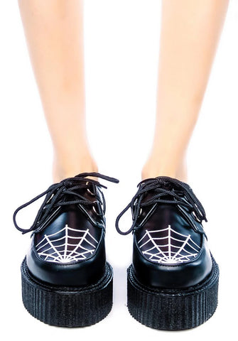 Spider Web Embroidered Creepers