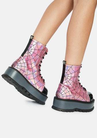 Pink Deadly Prey Platform Boots