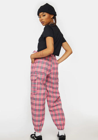 Baby Meet Ur Match Plaid Cargo Joggers
