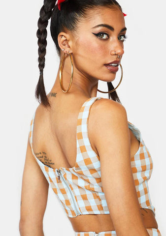 Sunset Chaser Gingham Corset Top