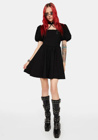 Dark Pattern Jacquard Mini Dress
