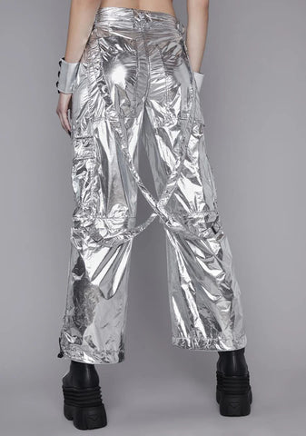 Cyberpunk Cinema Metallic Cargo Pants