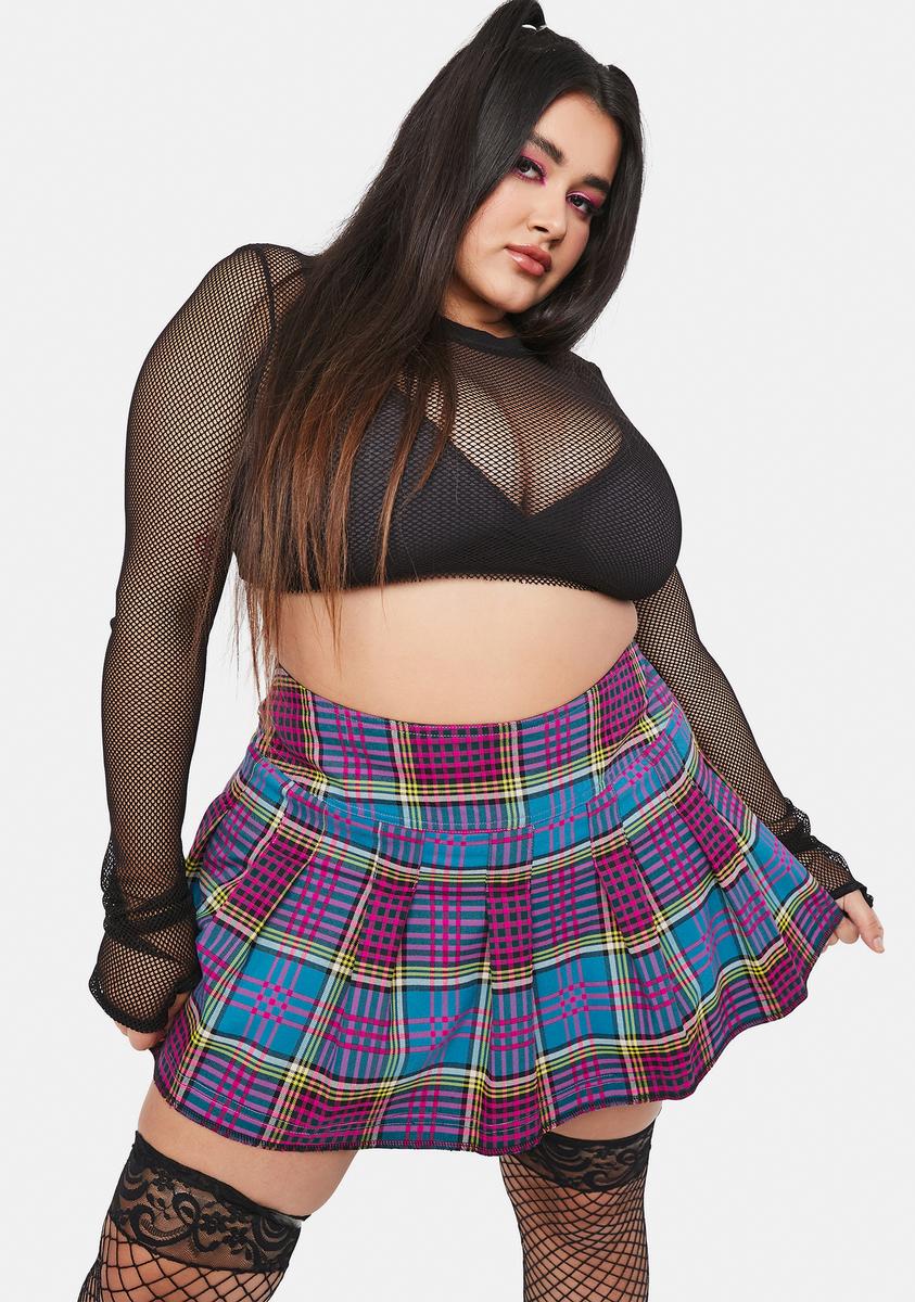 Plus Azure Chase The High Pleated Skirt