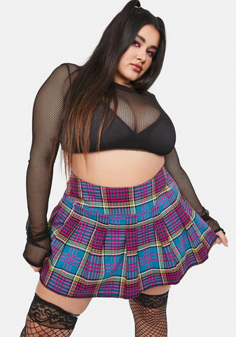 Plus Azure Chase The High Pleated Skirt