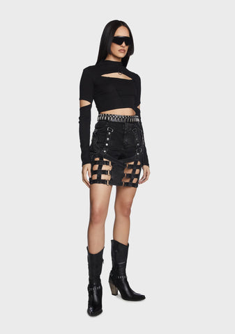 Distressed Detachable Two-Way Pantskirt