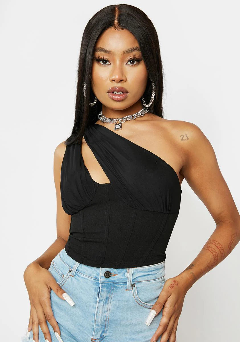 News To Me One Shoulder Crop Top