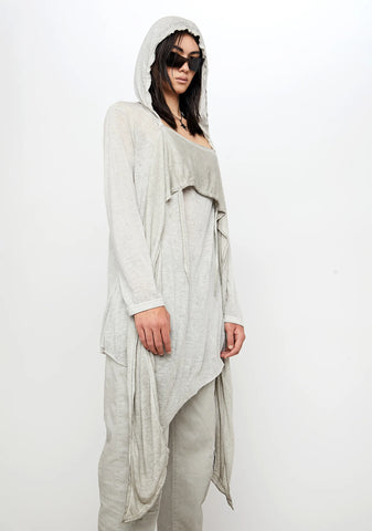Atmosphere Unisex Hooded Asymmetrical Top With Scarf