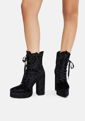 Abandon All Hope Velvet Booties