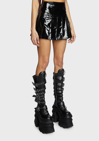 Vinyl Pleated Mini Skirt