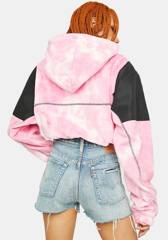 Space Lady Girl Polar Fleece Bleached Hoodie