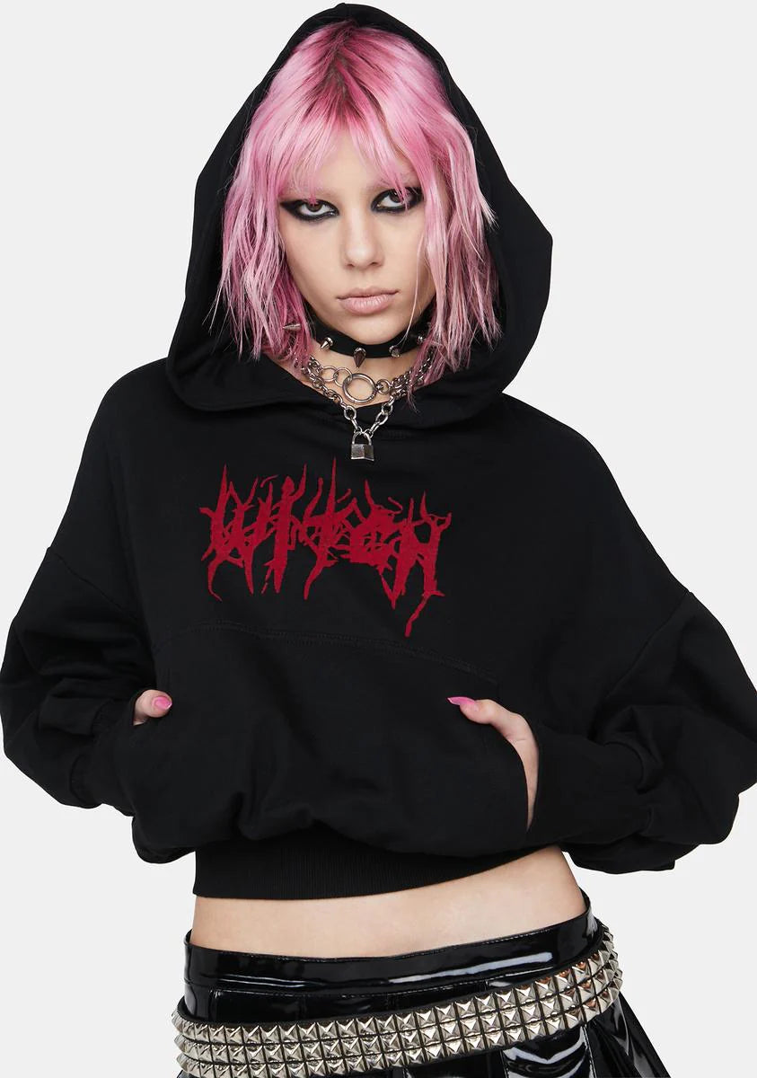 Collect Hem Witch Hat Graphic Hoodie