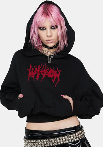 Collect Hem Witch Hat Graphic Hoodie