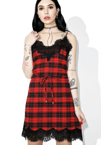 Scarlet Falling Out Plaid Slip Dress
