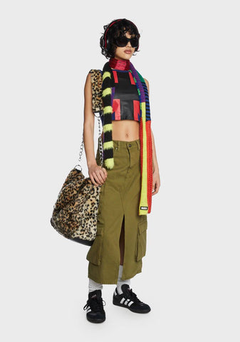 Khaki Soda Denim Cargo Skirt