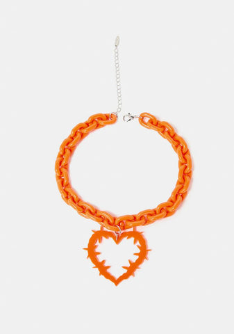 Risky Romance Barbed Wire Heart Chain Necklace