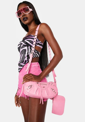 Trackstar Pink Croc Shoulder Bag