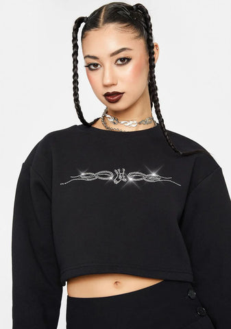 LH Tribal Rhinestone Cropped Sweatshirt