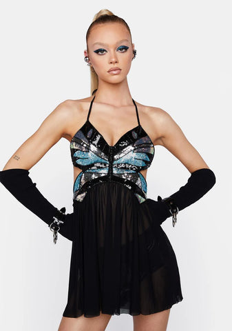 Playa Dreamin' Butterfly Dress- Black