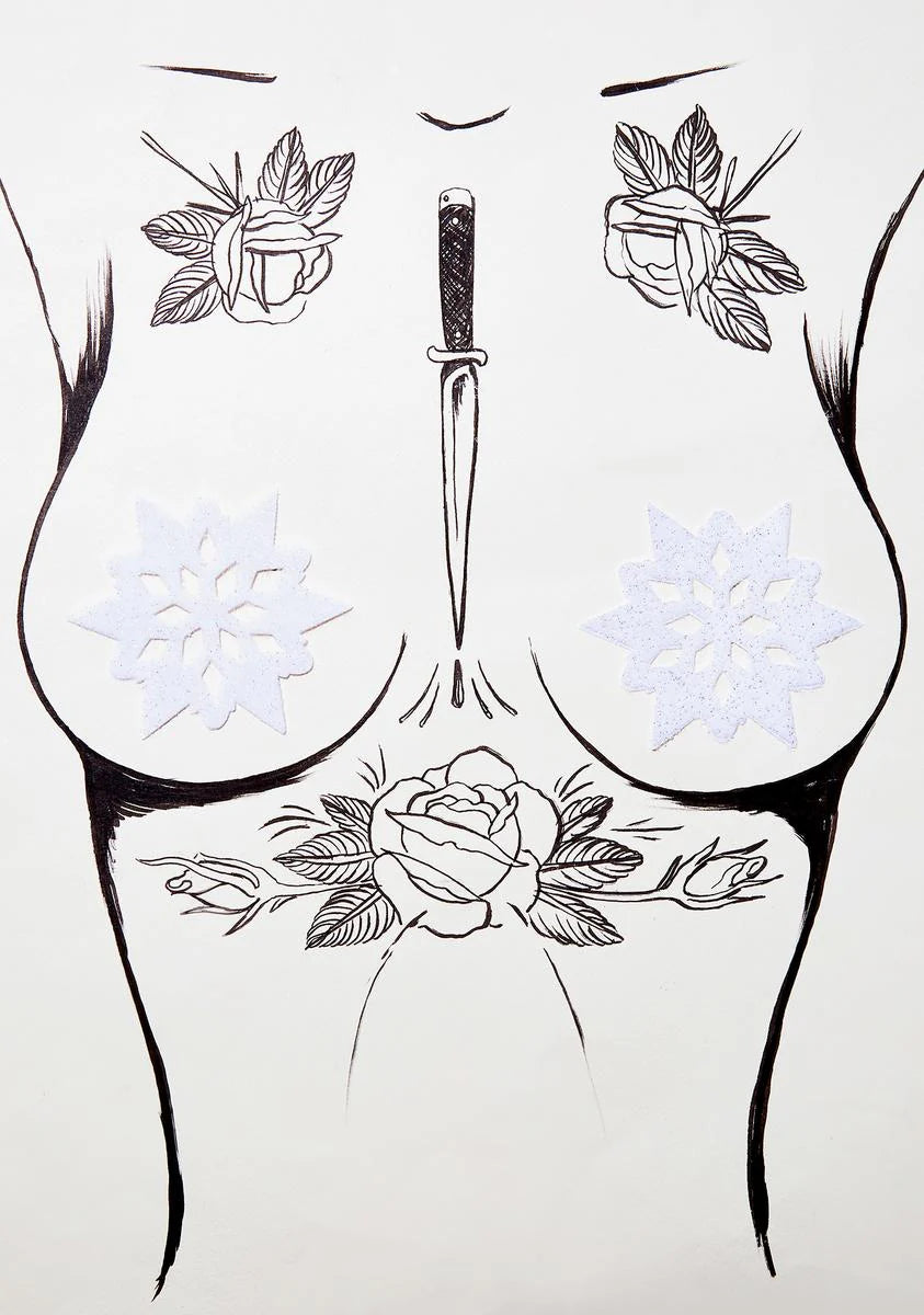 White Velvet Snowflake Pasties