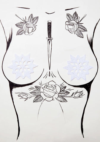 White Velvet Snowflake Pasties