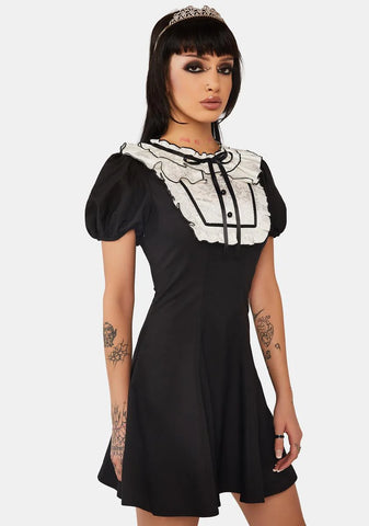 Rebel Princess Ruffle Neckline Contrast Dress