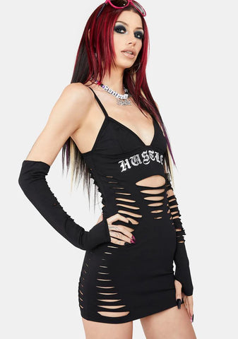 Naughty Peeks Dress & Gloves Set