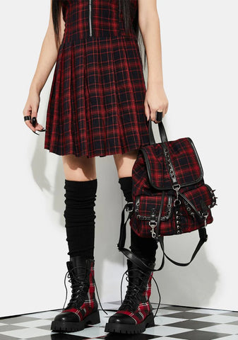 Born To Burn Plaid Backpack