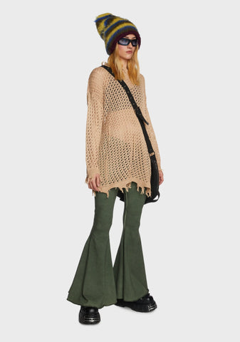 Quick Timing Crochet Top - Brown