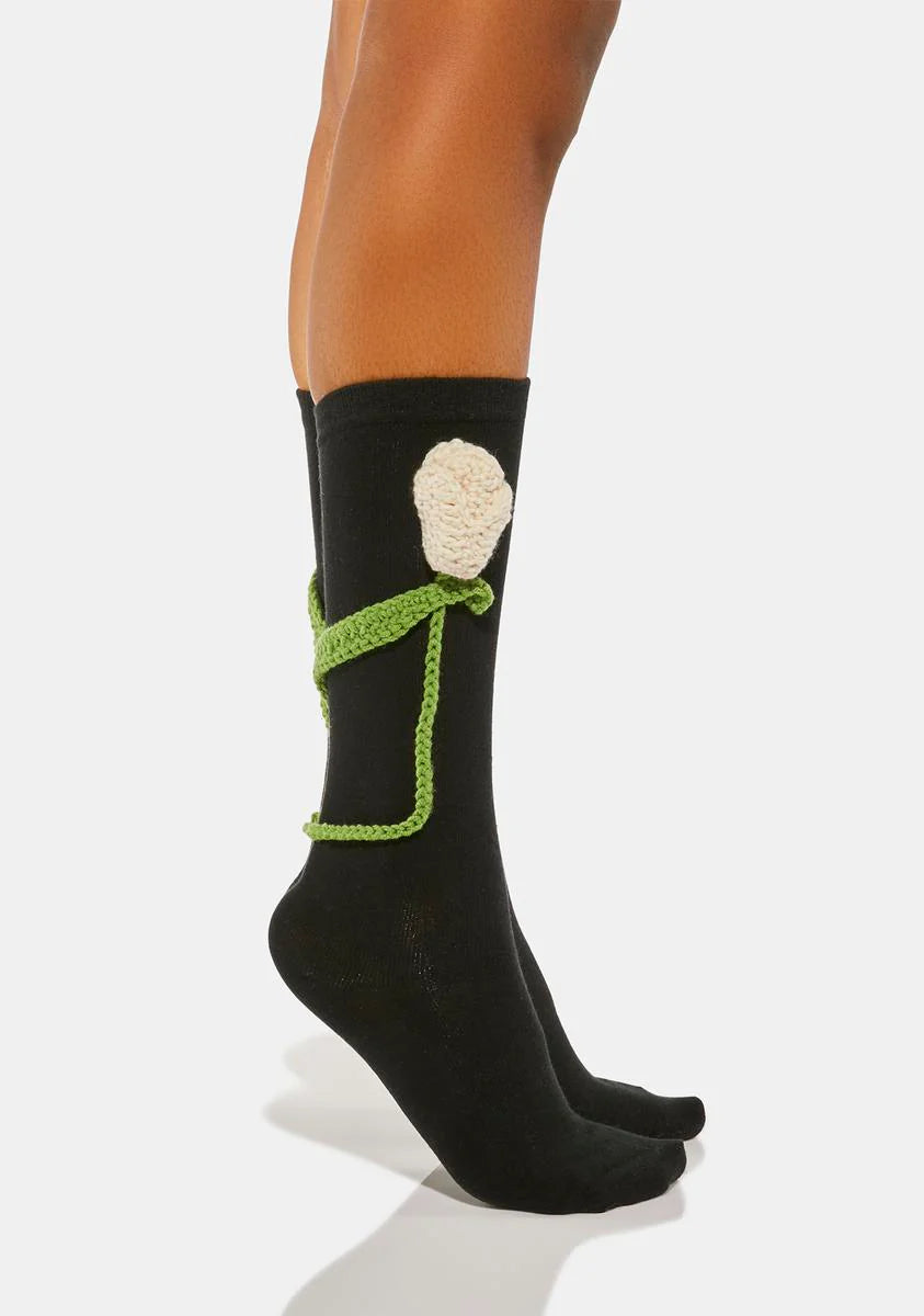 Midnight Bloom Crochet Socks