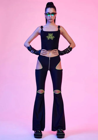 Rave Vixen Cut-Out Flare Pants